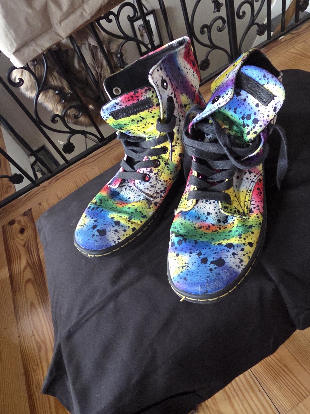 Dr. Martens Hackney Airware Splatter Rainbow Canvas Boots